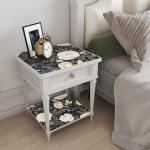 Vintage White Gold Floral Wallpaper Peel and Stick Dark Blue Leaf Contact Paper 17.5" x 393.7" Vinyl Waterproof Self Adhesive Boho Botanical Wall Mural for Cabinet Drawer Walls Room(Navy,White,Gold)