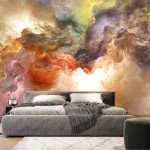 ZFBIZHI Colorful Clouds Wallpaper Abstract Ceiling Wall Mural for Boys Girls Bedroom Living Room (Not Peel 'n Stick)