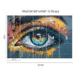 Abstract Graffiti Eyes Wallpaper Peel and Stick Large Wall Mural 148" Wx 98" H Canvas Colorful Brick Paint Modern Mural Wallpaper for Living Room Bedroom Kitchen Office