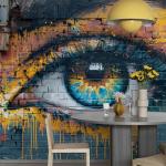 Abstract Graffiti Eyes Wallpaper Peel and Stick Large Wall Mural 148" Wx 98" H Canvas Colorful Brick Paint Modern Mural Wallpaper for Living Room Bedroom Kitchen Office