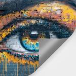Abstract Graffiti Eyes Wallpaper Peel and Stick Large Wall Mural 148" Wx 98" H Canvas Colorful Brick Paint Modern Mural Wallpaper for Living Room Bedroom Kitchen Office