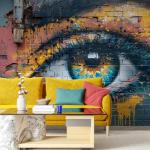 Abstract Graffiti Eyes Wallpaper Peel and Stick Large Wall Mural 148" Wx 98" H Canvas Colorful Brick Paint Modern Mural Wallpaper for Living Room Bedroom Kitchen Office