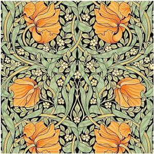 HAOKHOME Vintage Floral Wallpaper Peel and Stick Botanical Green/Yellow/Black Wall Murals Home Kitchen Bedroom Decor by William Morris 17.3in x 9.8ft