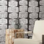 RoomMates RMK12348PL Mid-Century Beads Peel and Stick Wallpaper, Black, White