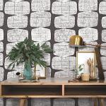RoomMates RMK12348PL Mid-Century Beads Peel and Stick Wallpaper, Black, White