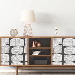 RoomMates RMK12348PL Mid-Century Beads Peel and Stick Wallpaper, Black, White