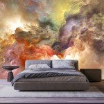 ZFBIZHI Colorful Clouds Wallpaper Abstract Ceiling Wall Mural for Boys Girls Bedroom Living Room (Not Peel 'n Stick)