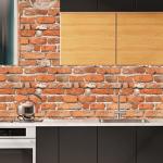 Faux Brick Peel & Stick Wallpaper - 17.7" x 197" Contact Paper for Cabinets & Fireplace - Red Brick Textured Vintage Removable Vinyl