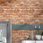 Faux Brick Peel & Stick Wallpaper - 17.7" x 197" Contact Paper for Cabinets & Fireplace - Red Brick Textured Vintage Removable Vinyl