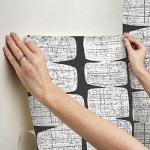 RoomMates RMK12348PL Mid-Century Beads Peel and Stick Wallpaper, Black, White