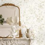 Ismoon Floral Peel and Stick Wallpaper Vintage Beige Stick on Wall Paper French Textured Contact Paper for Cabinet Removable Self Adhesive Wallpaper Vinyl Roll Shelf Decro, 17.3x393in