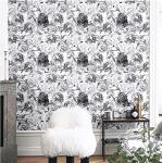 Blooming Wall Peony in Neutral Color Peel and Stick Wallpaper Self Adhesive Wall Mural Wall Décor