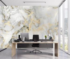 TUNDJ - Abstract Marble Wallpaper Gold Art Textured Wall Mural Office Living Room（Not Peel and Stick）