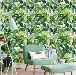 HAOKHOME Tropical Wallpaper Peel and Stick Palm Leaves Removable Stick on Home Decor 17.7in x 118in