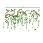 wondever Large Tree Branch Hanging Vine Wall Stickers Green Leaf Flower Birds Peel and Stick Wall Art Decals for Living Room Bedroom TV Wall