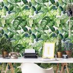 HAOKHOME Tropical Wallpaper Peel and Stick Palm Leaves Removable Stick on Home Decor 17.7in x 118in