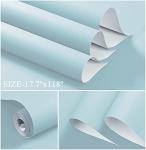 Dimoon 236''x17.7'' Blue Peel and Stick Wallpaper Contact Paper Modern Self Adhesive Wall Paper Removable Renter Friendly Textured Solid Color Shelf Cabinet Vinyl Roll (236''x17.7'',Light Blue)