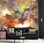 ZFBIZHI Colorful Clouds Wallpaper Abstract Ceiling Wall Mural for Boys Girls Bedroom Living Room (Not Peel 'n Stick)