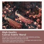 Large Peacock Wall Murals Peel and Stick 148" W x 98" H Canvas Pink Peony Flower Wallpaper Self Adhesive Retro Chinoiserie Wall Paper for Bedroom Living Room Home Decor