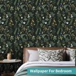 Cismmy Removable Peel and Stick Wallpaper Boho 17.5 x 393 in Floral Bedroom Bathroom Easy Peel Off Stick on Wallpaper Contact Paper Renter Friendly Wall Paper