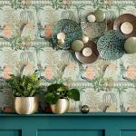 Blooming Wall DPYC17 Castle and Peacocks Standing on The Balcony Peel and Stick Wallpaper Removable Self Adhesive Wall Mural Wall Décor