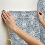 RoomMates Disney Mickey Mouse Blue Block Print Peel & Stick Wallpaper, RMK12787PLW