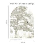 Zeeko Vintage Forest Arch Wall Mural Peel and Stick 31" W x 59" H Beige Tree Wallpaper Self-Adhesive Archway Wall Decals for Bedroom