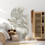 Zeeko Vintage Forest Arch Wall Mural Peel and Stick 31" W x 59" H Beige Tree Wallpaper Self-Adhesive Archway Wall Decals for Bedroom