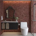 JSEVEM 16"×354" Extra Thick Luxury Red Gold Rusty Concrete Wallpaper Peel and Stick Glossy Textured Metallic Concrete Contact Paper Vinyl Wrap Waterproof Adhesive Stickers for Bedroom Bathroom Walls