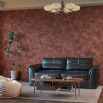 JSEVEM 16"×354" Extra Thick Luxury Red Gold Rusty Concrete Wallpaper Peel and Stick Glossy Textured Metallic Concrete Contact Paper Vinyl Wrap Waterproof Adhesive Stickers for Bedroom Bathroom Walls