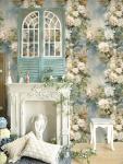 HAOKHOME Peel and Stick Floral Wallpaper Beige/Blue/Green Flower Bouquet Wall Paper Removable for Bedroom Contact Paper 17.3in x 9.8ft