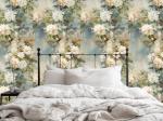 HAOKHOME Peel and Stick Floral Wallpaper Beige/Blue/Green Flower Bouquet Wall Paper Removable for Bedroom Contact Paper 17.3in x 9.8ft
