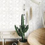 Fiula Geometric Peel and Stick Wallpaper Boho 197" x 17.3" White and Gray Wallpaper White Contact Paper Removable Wall Paper for Bedroom Waterproof Removable Shelf Liner Decal Vinyl Roll
