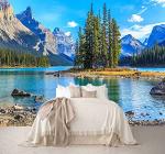Reyhui Mountain with Lake Photo Wallpaper Landscape Wall Mural for TV Background Wall Bedroom Living Room Sofa Wall (not self-Adhesive)