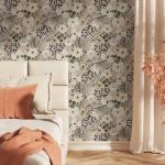 VistaPalette 18"x236" Boho Cream/Brown Daisy Flower Peel and Stick Self Adhesive Wallpaper Removable Contact Paper Stick on Easy Peel Off Wall Paper for Kitchen Bedroom Bathroom Renter
