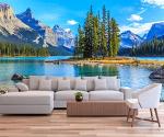Reyhui Mountain with Lake Photo Wallpaper Landscape Wall Mural for TV Background Wall Bedroom Living Room Sofa Wall (not self-Adhesive)