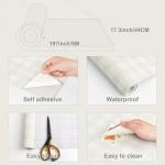 Cohoo Home Plaid Peel and Stick Wallpaper Boho Plaid Contact Paper for Cabinets Checkered Neutral Contact Paper Self Adhesive Removable Wallpaper for Bathroom Nursery Waterproof 17.3inW 197inL