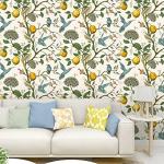Meihodan Blue Bird Self Adhesive Wallpaper Fresh Lemon Tree Peel and Stick Wallpaper Removable Waterproof Prepasted Contact Paper Wall Mural 17.7in x 9.8ft