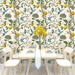 Meihodan Blue Bird Self Adhesive Wallpaper Fresh Lemon Tree Peel and Stick Wallpaper Removable Waterproof Prepasted Contact Paper Wall Mural 17.7in x 9.8ft