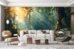 PANCRAFT Lush Jungle Wallpaper - Vibrant Sunlit Forest Large Wall Mural for Bedroom & Living Room | Removable Fabric & Peel and Stick| 108"x157"