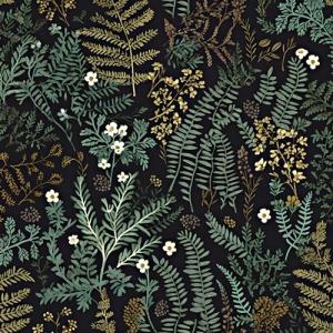 Black Forest Peel and Stick Wallpaper, Green Golden leaf Contact Paper 17.5" x 118", Botanical Jungle Wall Paper Murals Removable Self Adhesive Waterproof for Room Walls Shelves Cabinet Drawer Table