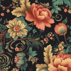 BOKEBEVE Colorful Floral Peel and Stick Wallpaper Boho Vibrant Contact Paper Stick Peel Cabinet Vintage Wallpaper for Bedroom Bathroom Wall Removable Black 17.5 x 393.5In