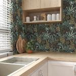 Black Forest Peel and Stick Wallpaper, Green Golden leaf Contact Paper 17.5" x 118", Botanical Jungle Wall Paper Murals Removable Self Adhesive Waterproof for Room Walls Shelves Cabinet Drawer Table