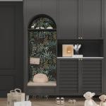 Black Forest Peel and Stick Wallpaper, Green Golden leaf Contact Paper 17.5" x 118", Botanical Jungle Wall Paper Murals Removable Self Adhesive Waterproof for Room Walls Shelves Cabinet Drawer Table