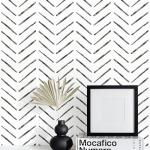 Rugreat Herringbone Peel and Stick Wallpaper Modern Stripe Contact Paper for Cabinets Neutral Self Adhesive Removable Wallpaper for Bedroom Bathroom Waterproof Black and White 393inL17.3inW