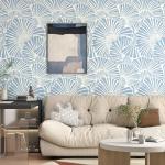 White and Blue Wallpaper Peel and Stick Wallpaper Boho 17.3"×197" Modern Wallpaper Self Adhesive Removable Wall Paper for Bedroom Blue Contact Paper for Cabinets Drawers Shelf Home Decor Vinyl Film