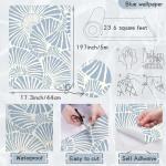 White and Blue Wallpaper Peel and Stick Wallpaper Boho 17.3"×197" Modern Wallpaper Self Adhesive Removable Wall Paper for Bedroom Blue Contact Paper for Cabinets Drawers Shelf Home Decor Vinyl Film