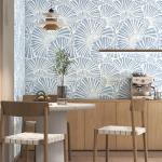 White and Blue Wallpaper Peel and Stick Wallpaper Boho 17.3"×197" Modern Wallpaper Self Adhesive Removable Wall Paper for Bedroom Blue Contact Paper for Cabinets Drawers Shelf Home Decor Vinyl Film