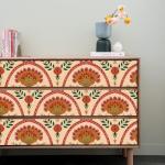 HLNIUC Bohemia Flower Wallpaper(17”X118”) Boho Flora Peel and Stick Wallpaper Vintage Removable Botanical Contact Wallpapers Mid-century Large Carnation Adhesive Room Paper for Bedroom Cabinet