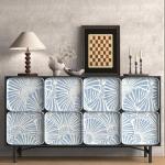 White and Blue Wallpaper Peel and Stick Wallpaper Boho 17.3"×197" Modern Wallpaper Self Adhesive Removable Wall Paper for Bedroom Blue Contact Paper for Cabinets Drawers Shelf Home Decor Vinyl Film